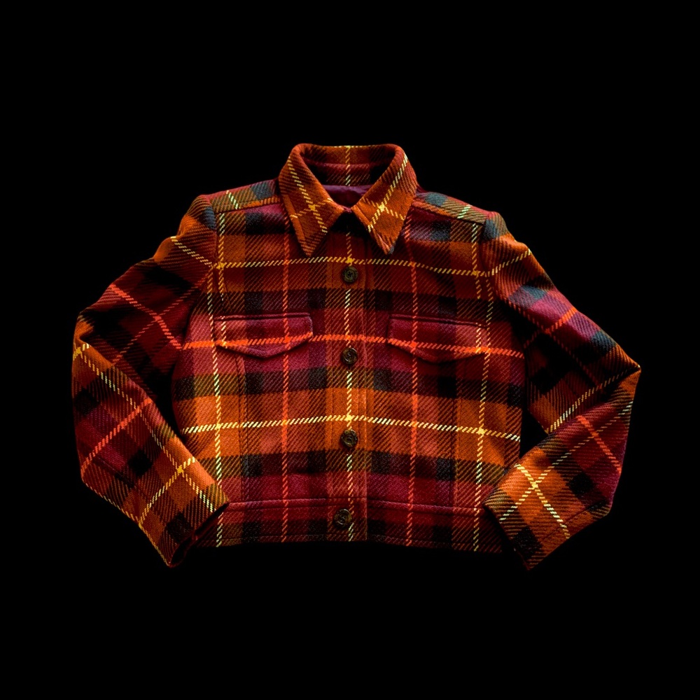 Linda Allard Ellen Tracy Pure Wool Silk Lined Tartan Plaid Blazer Button Up Coat - Picture 9 of 9